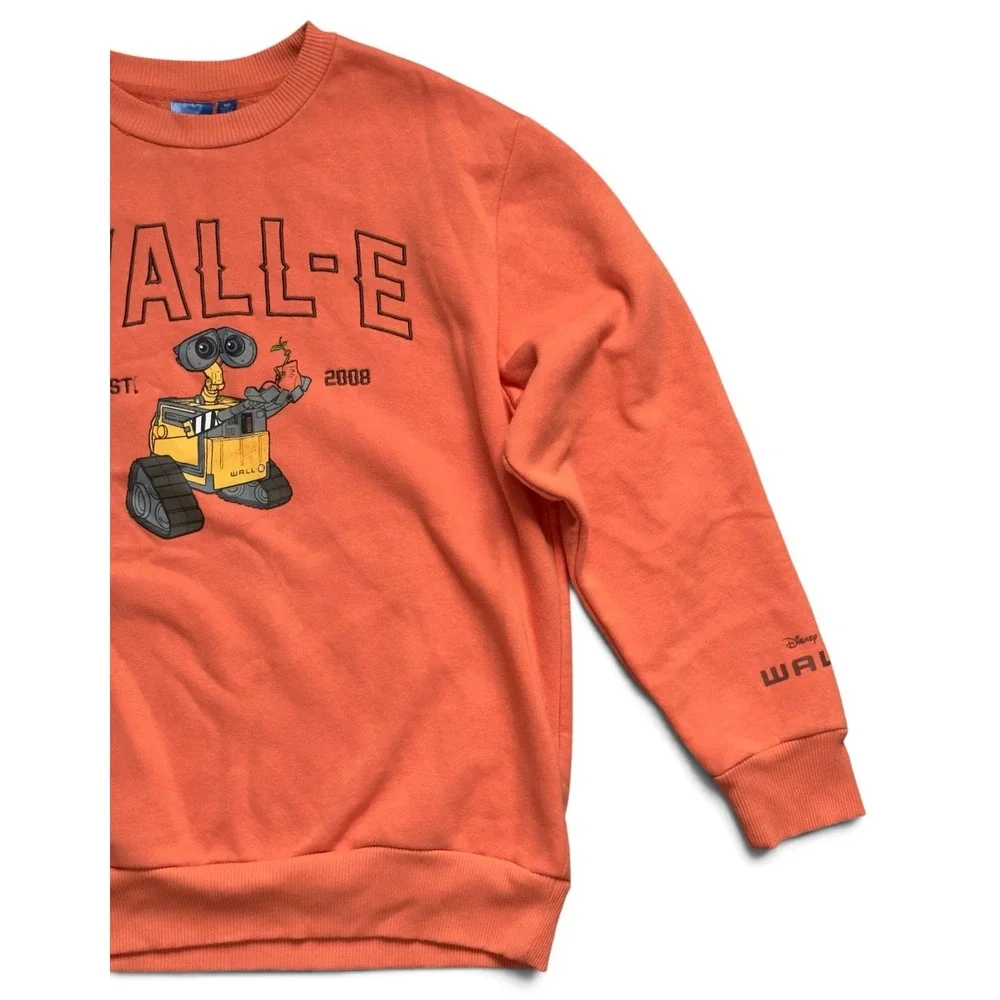 Disney Pixar Wall-E Sweatshirt Orange Embroidered Pullover Crewneck Men's Size M